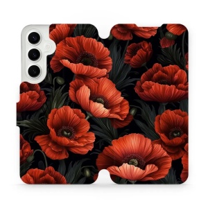 Flipové pouzdro Mobiwear - Samsung Galaxy S24 Plus - VP45S Temné červené květy