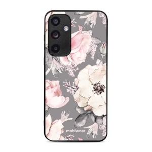 Lesklý kryt Mobiwear Glossy - Samsung Galaxy A35 5G - G034G - Květy na šedém pozadí