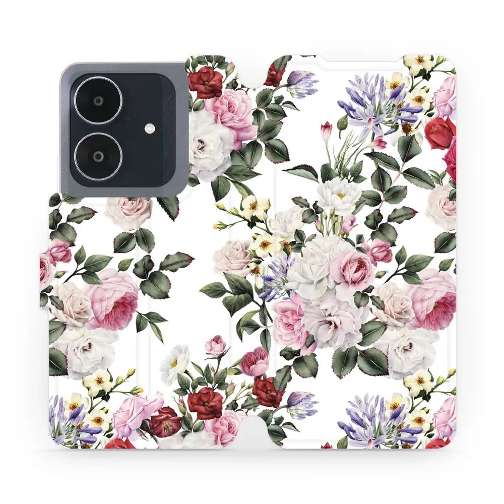 Flipové pouzdro Mobiwear - Realme Note 60 - MD01S Růže na bílé