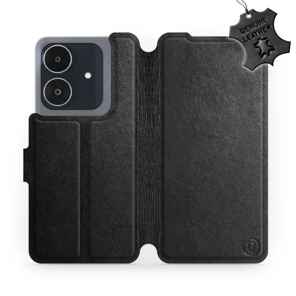 Kožené flip pouzdro Mobiwear - Realme Note 60 - Černé