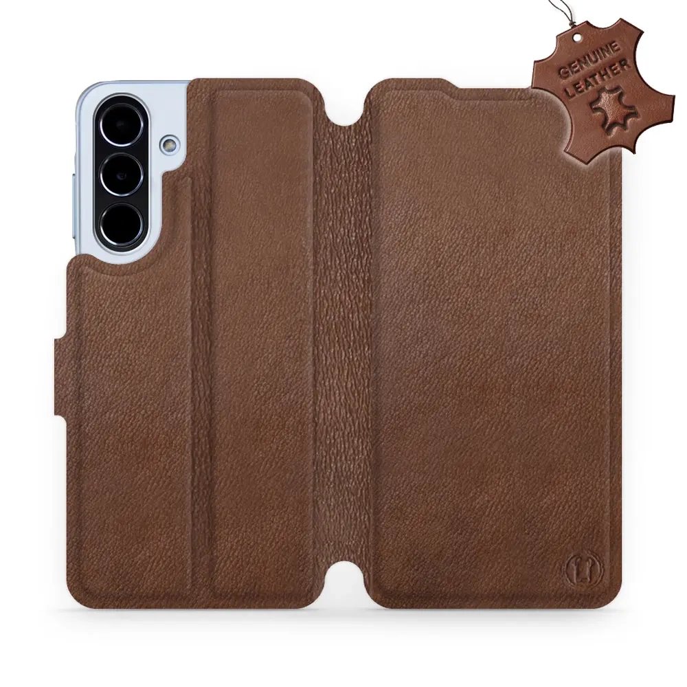 Kožené flip pouzdro Mobiwear - Samsung Galaxy A56 5G - Hnědé