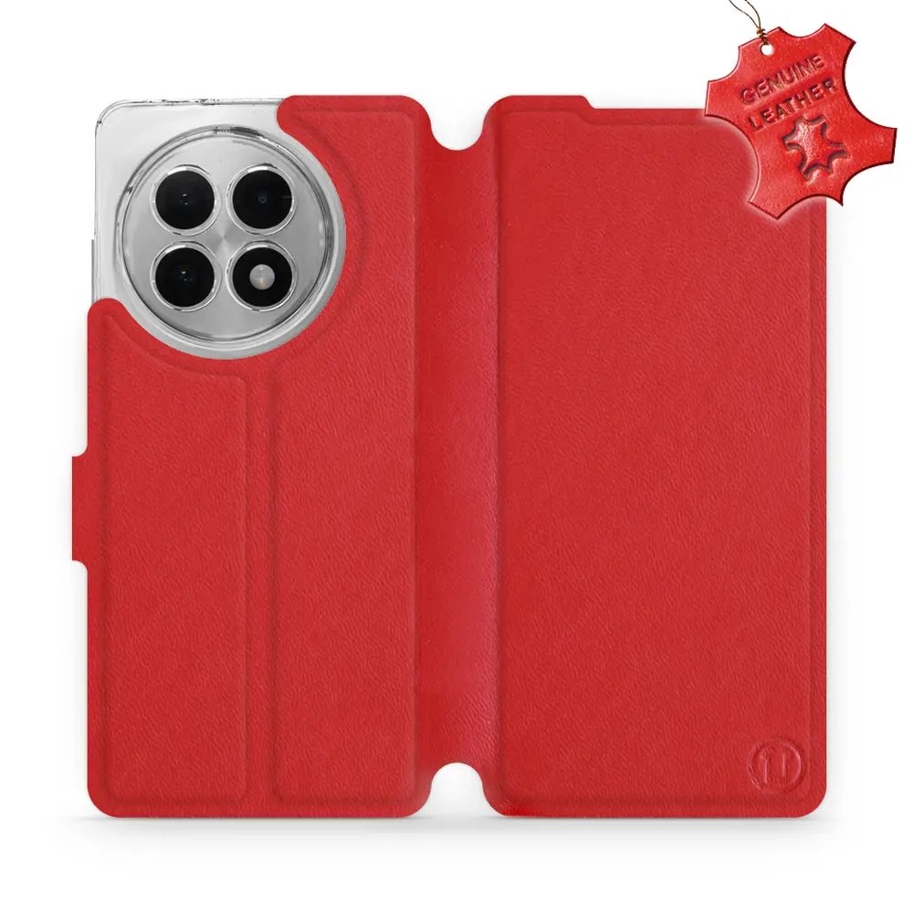 Kožené flip pouzdro Mobiwear - OnePlus 13R - Červené