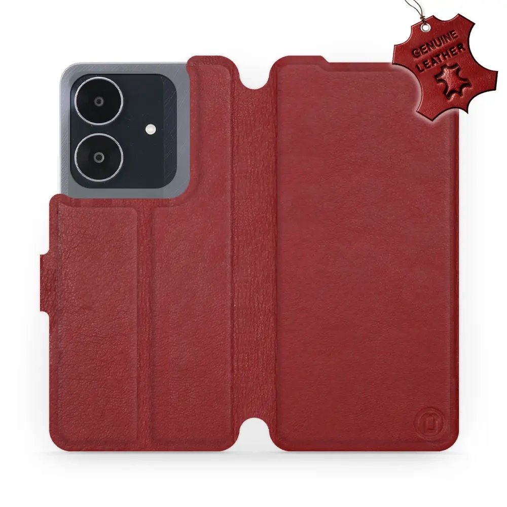 Kožené flip pouzdro Mobiwear - Realme Note 60 - Tmavě červené