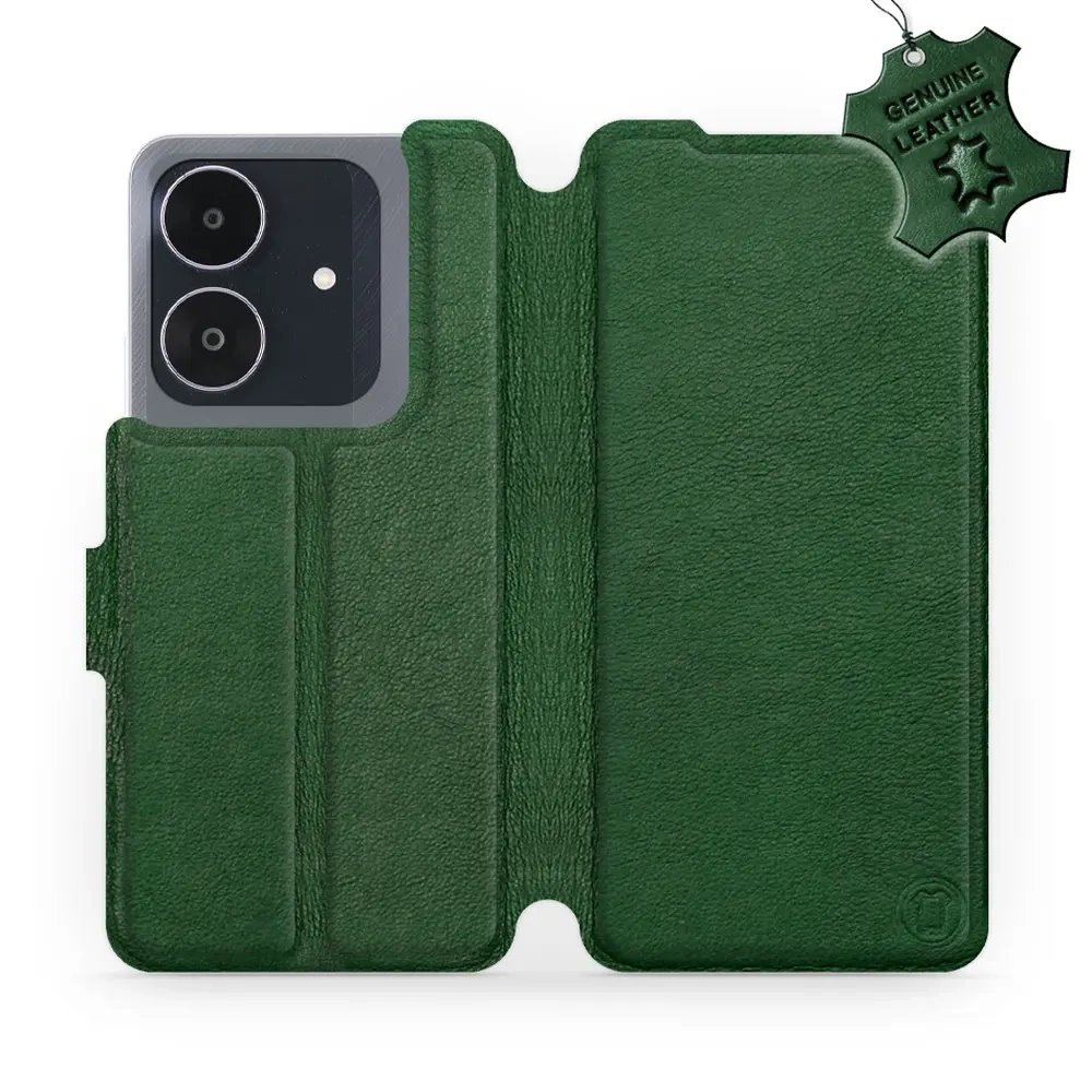 Kožené flip pouzdro Mobiwear - Realme Note 60 - Zelené 