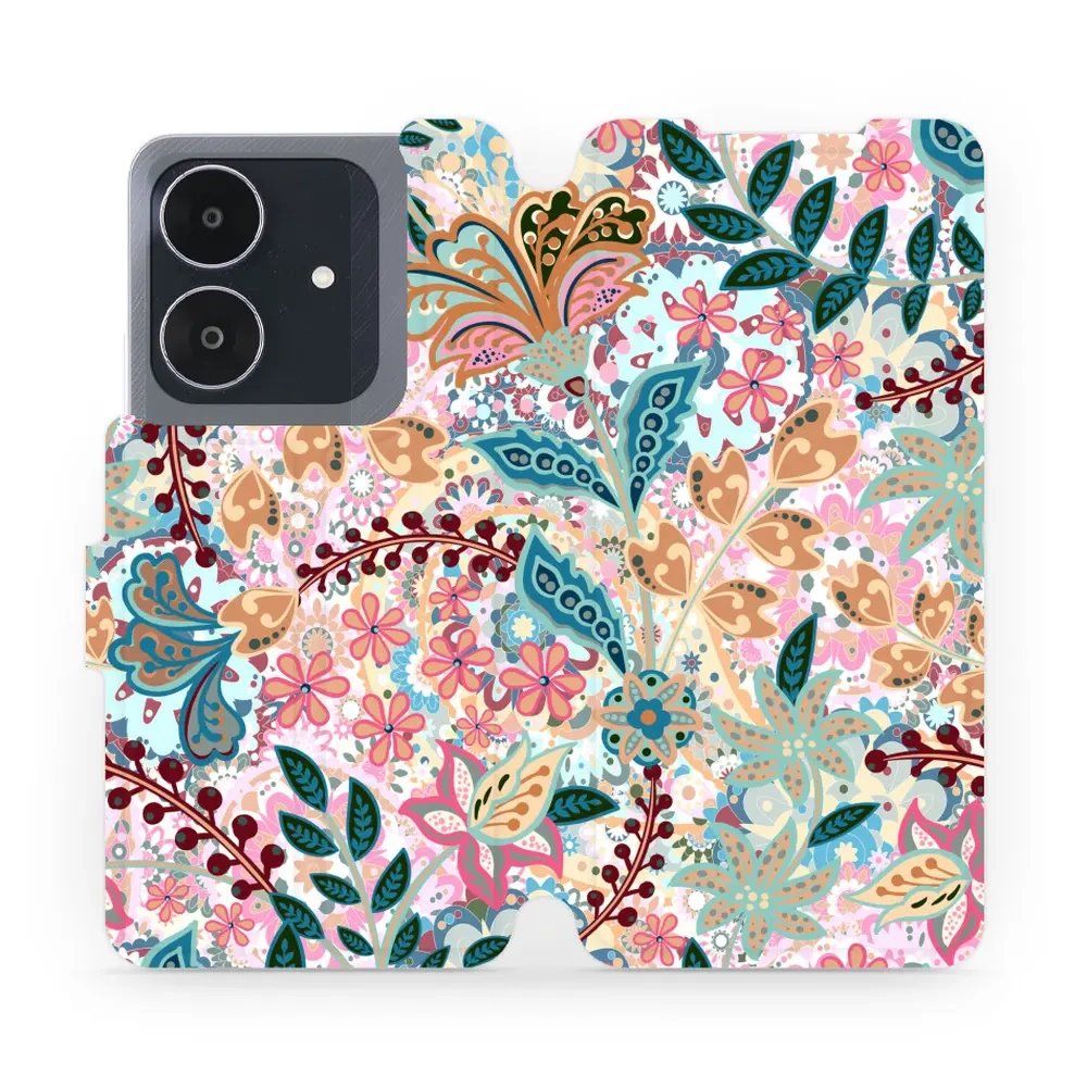 Flipové pouzdro Mobiwear - Realme Note 60 - MX04S Spletité kvítky a listy