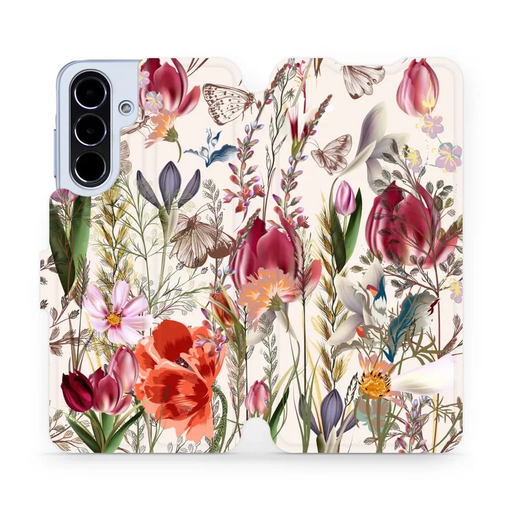 Flipové pouzdro Mobiwear - Samsung Galaxy A56 5G - MP01S Rozkvetlá louka