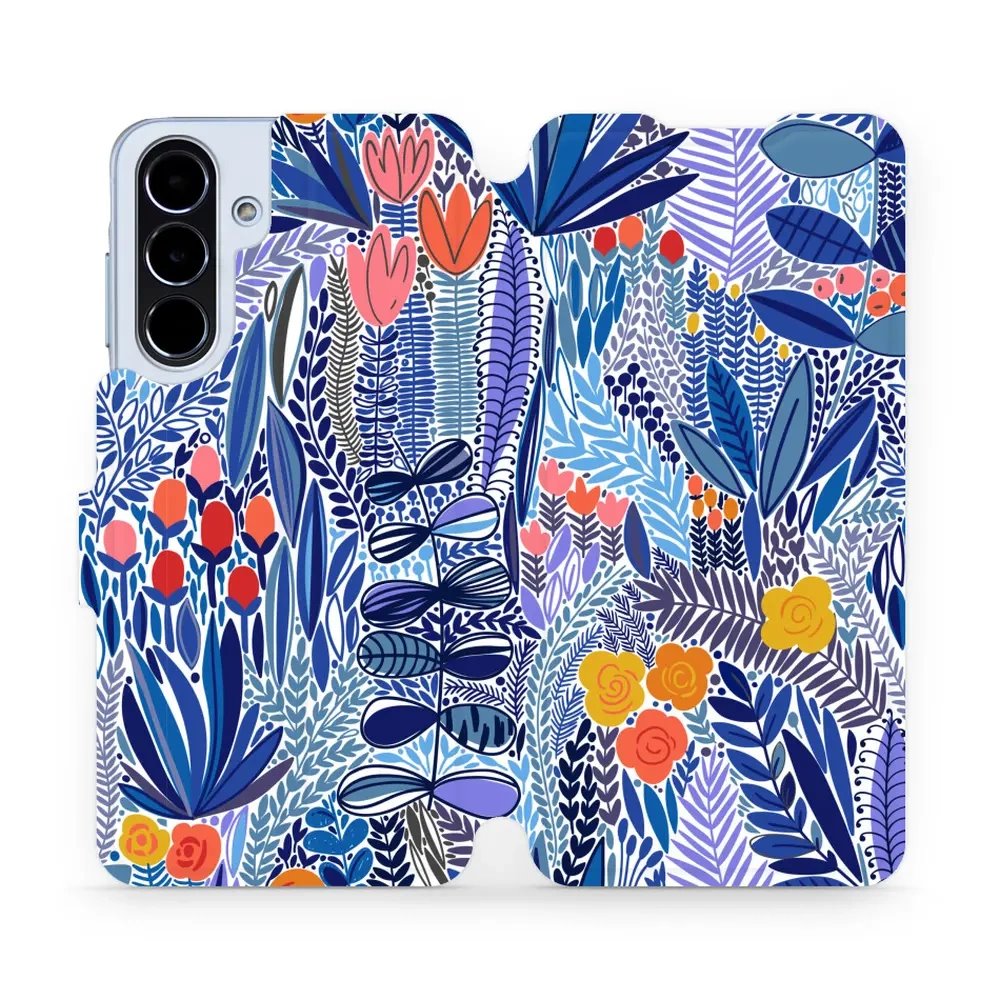 Flipové pouzdro Mobiwear - Samsung Galaxy A56 5G - MP03P Modrá květena