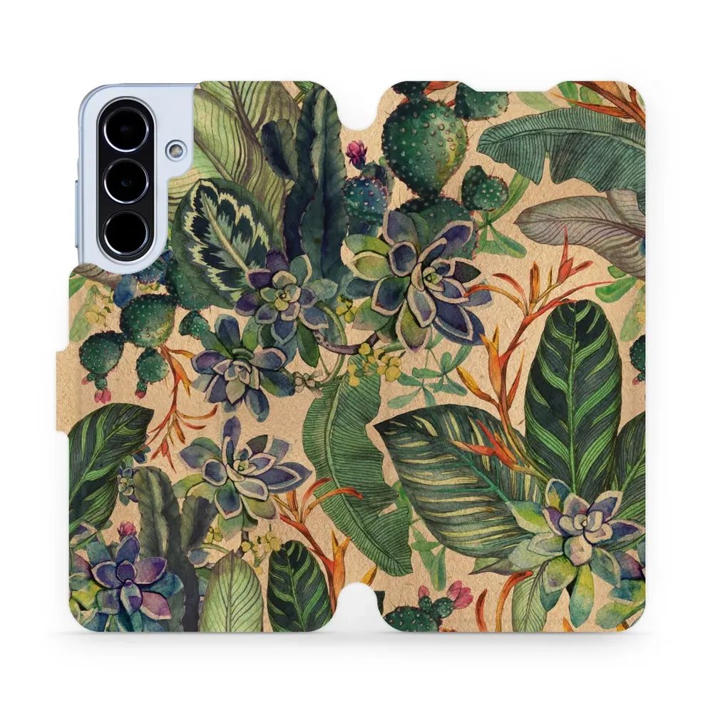 Flipové pouzdro Mobiwear - Samsung Galaxy A56 5G - VP05S Sukulenty