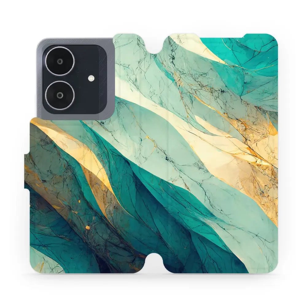 Flipové pouzdro Mobiwear - Realme Note 60 - VP37S Zlatavý a zelenkavý mramor