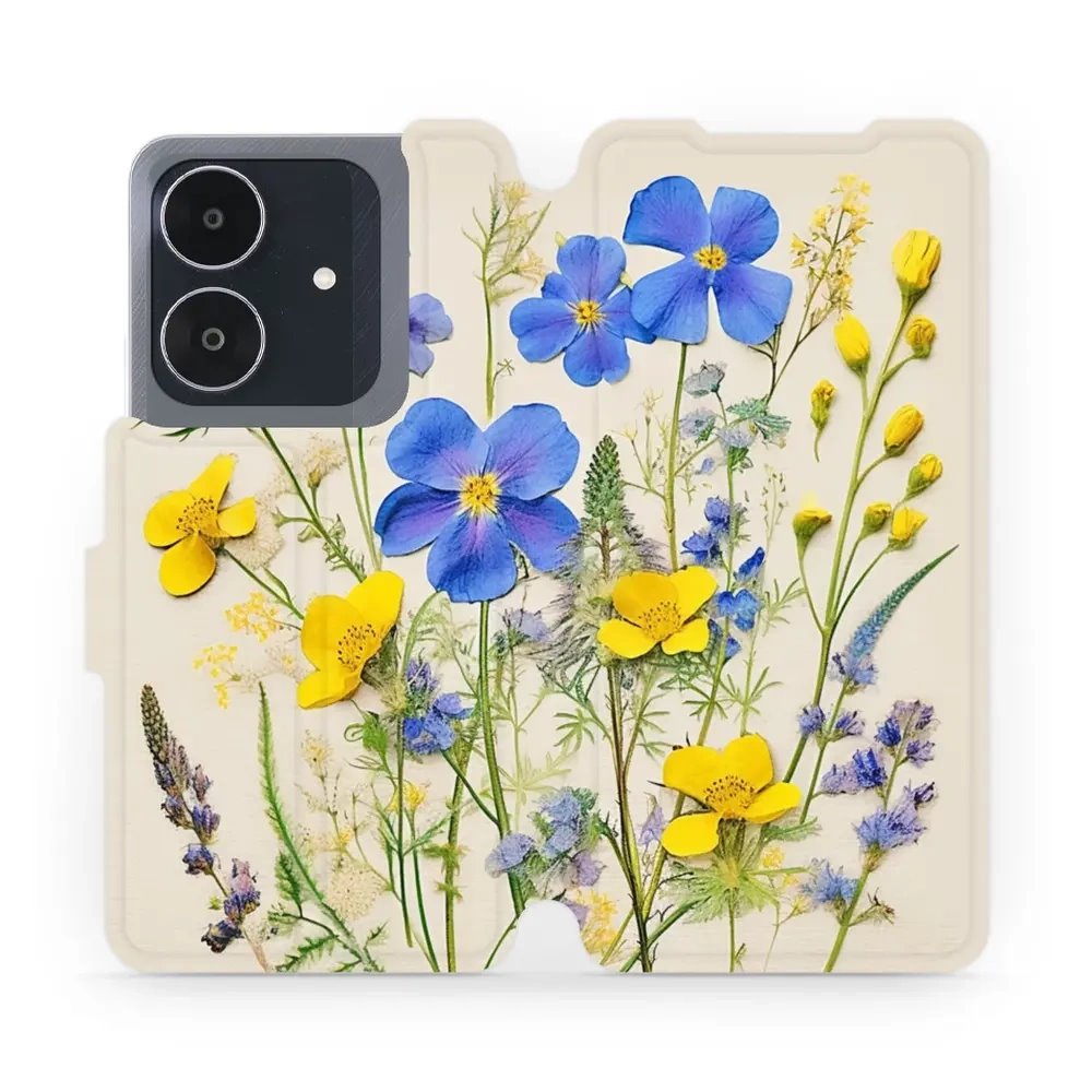 Flipové pouzdro Mobiwear - Realme Note 60 - VP41S Modré a žluté kvítky