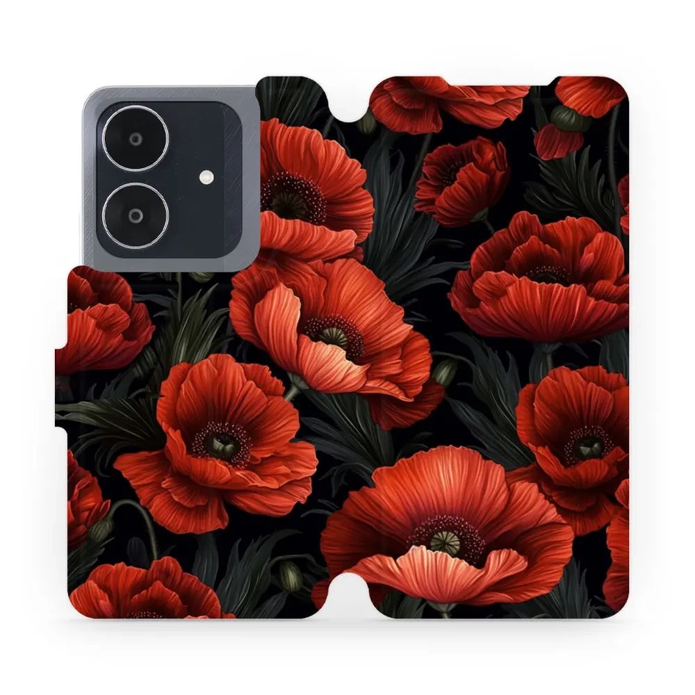 Flipové pouzdro Mobiwear - Realme Note 60 - VP45S Temné červené květy
