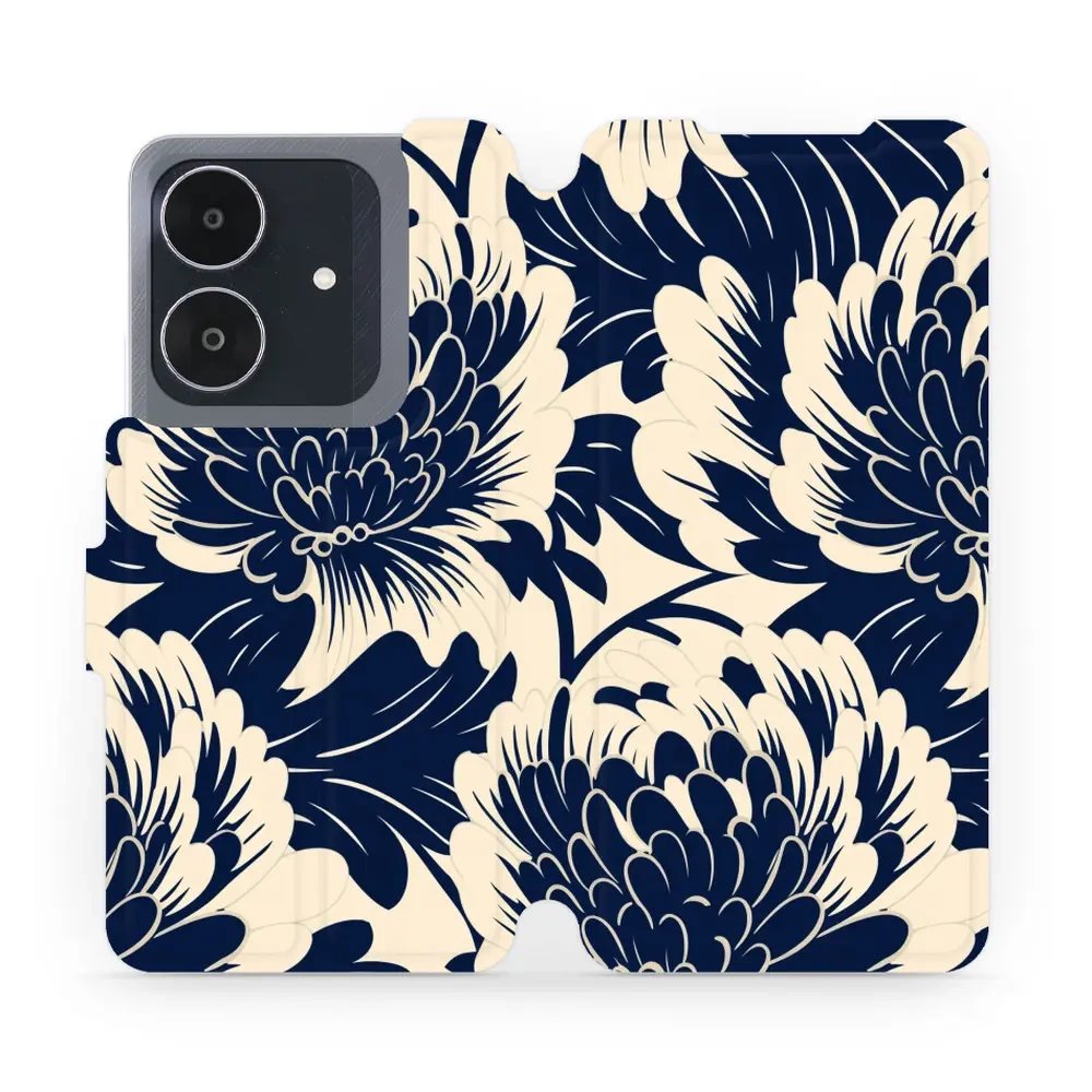 Flipové pouzdro Mobiwear - Realme Note 60 - VA40S Modré a béžové květy