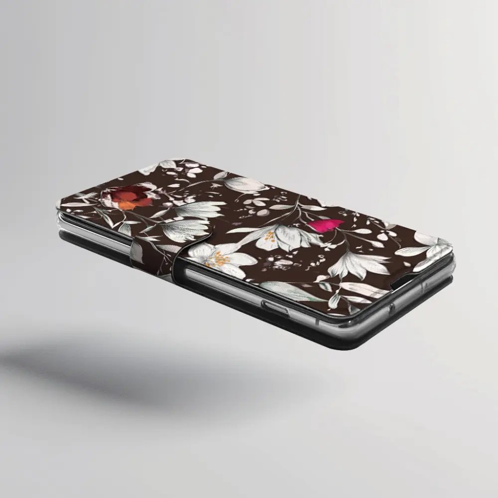 Flip pouzdro na mobil Honor 600 - Mobiwear VP72S, květy na hnědé