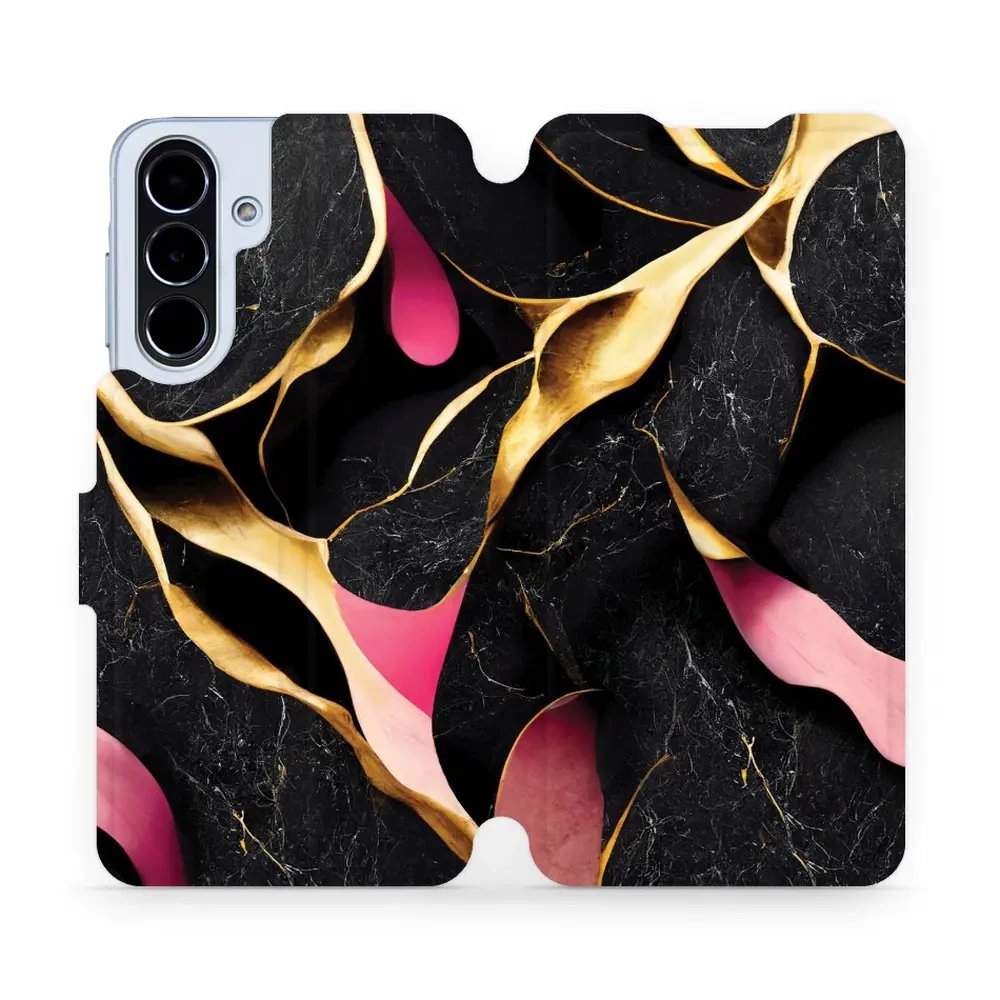 Flipové pouzdro Mobiwear - Samsung Galaxy A56 5G - VP35S Černý a zlatavý mramor