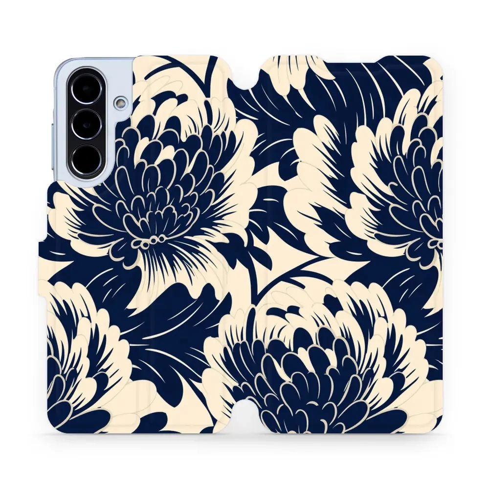 Flipové pouzdro Mobiwear - Samsung Galaxy A56 5G - VA40S Modré a béžové květy