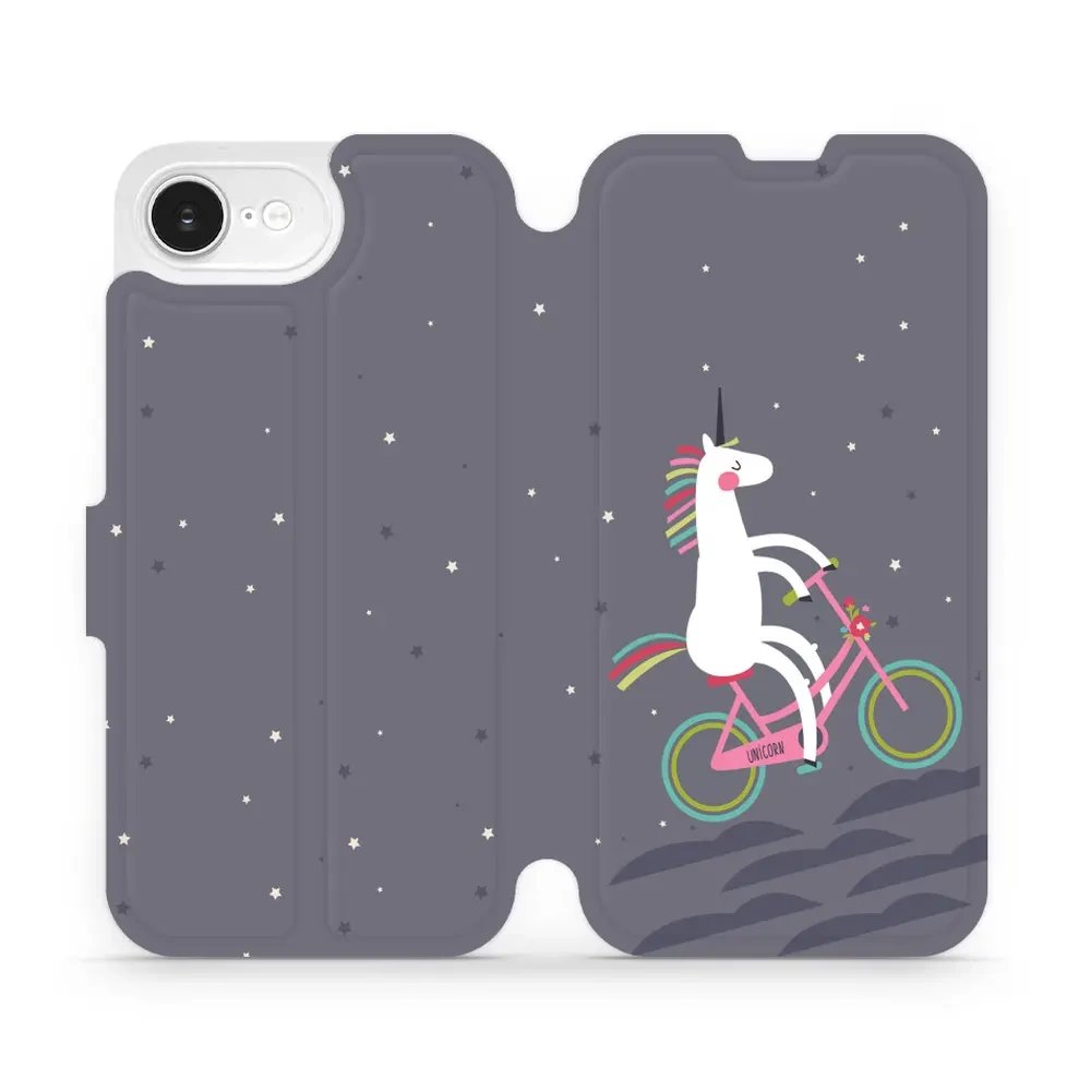 Flipové pouzdro Mobiwear - Apple iPhone 16e / iPhone 17e - V024P Jednorožec na kole