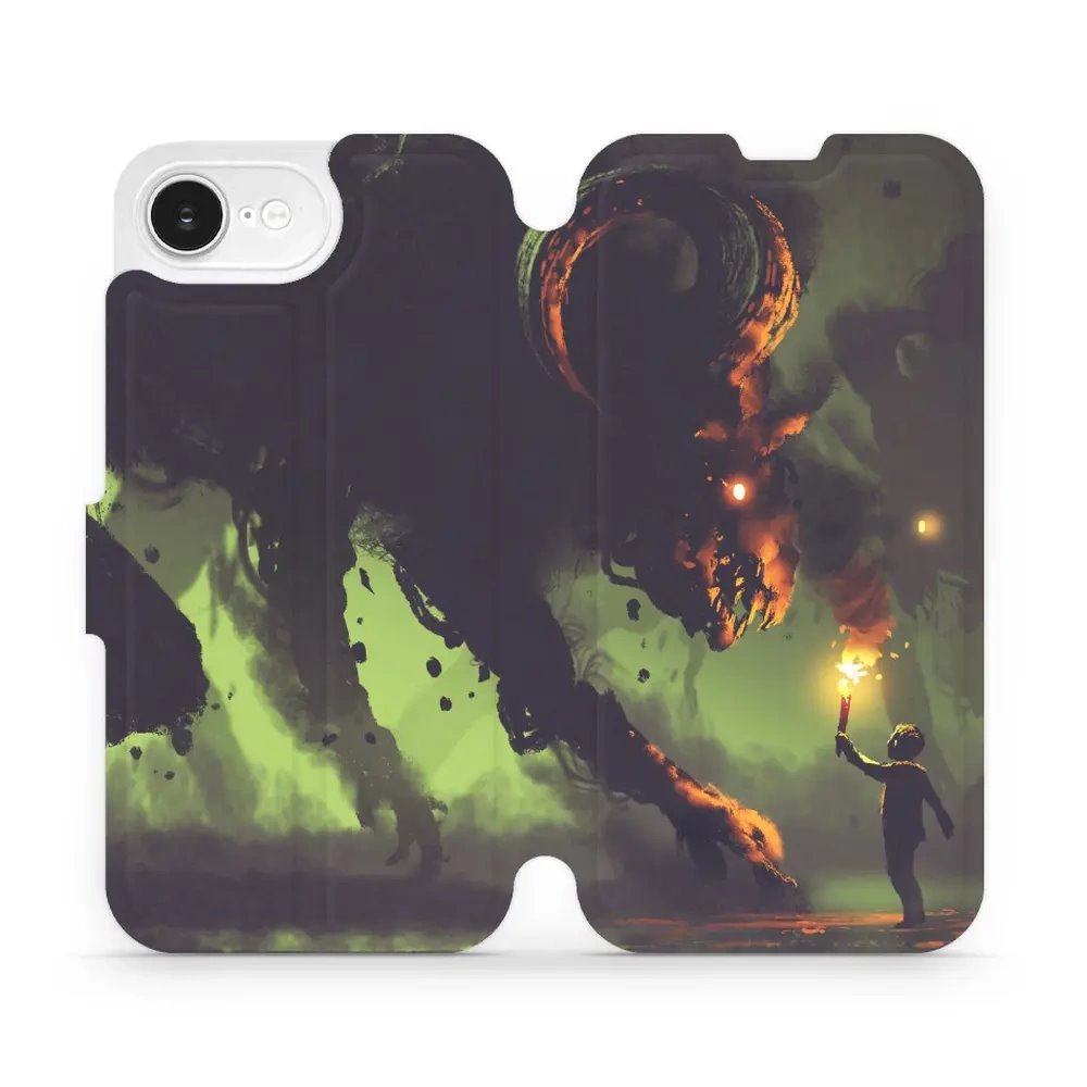 Flipové pouzdro Mobiwear - Apple iPhone 16e / iPhone 17e - VA08P Příšera a kluk s pochodní