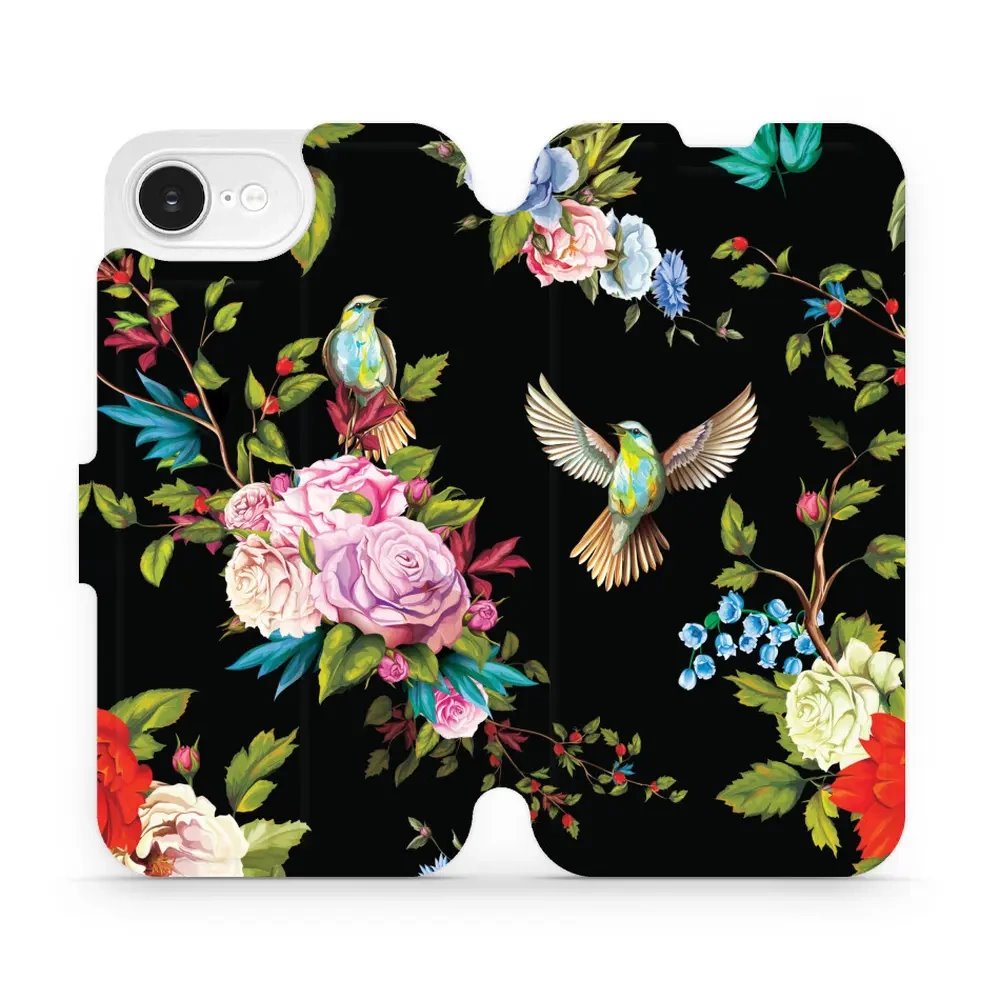 Flipové pouzdro Mobiwear - Apple iPhone 16e / iPhone 17e - VD09S Ptáčci a květy