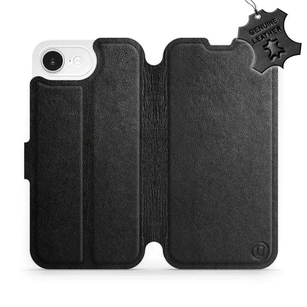 Kožené flip pouzdro Mobiwear - Apple iPhone 16e / iPhone 17e - Černé