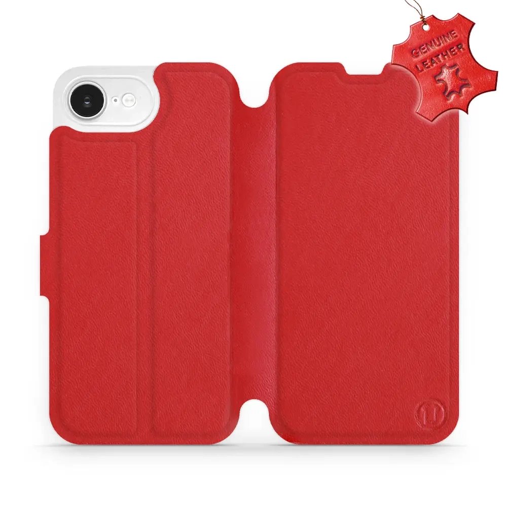 Kožené flip pouzdro Mobiwear - Apple iPhone 16e / iPhone 17e - Červené
