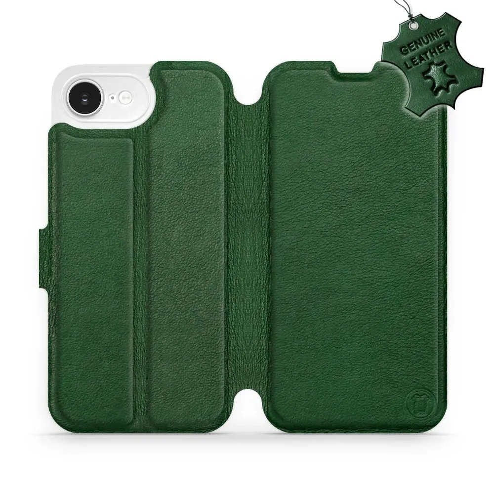Kožené flip pouzdro Mobiwear - Apple iPhone 16e / iPhone 17e - Zelené 