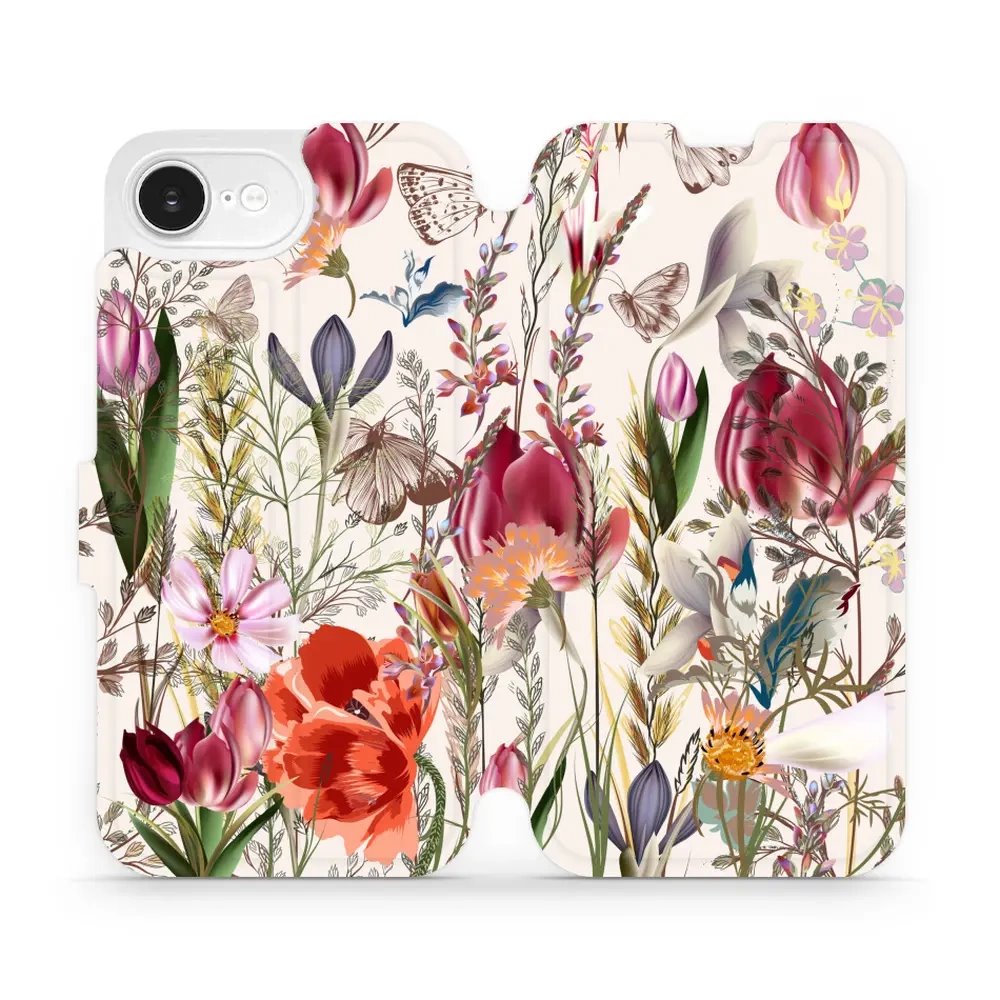 Flipové pouzdro Mobiwear - Apple iPhone 16e / iPhone 17e - MP01S Rozkvetlá louka