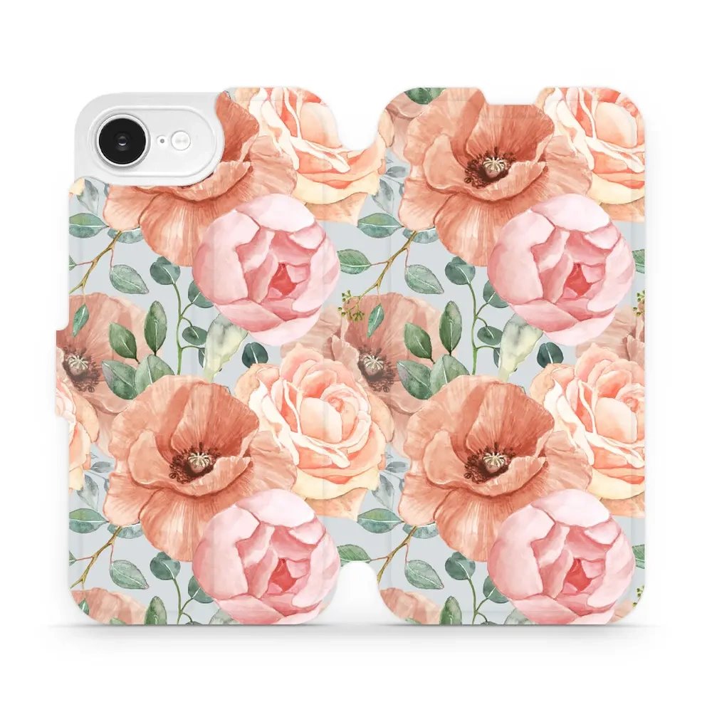 Flipové pouzdro Mobiwear - Apple iPhone 16e / iPhone 17e - MP02S Pastelové květy