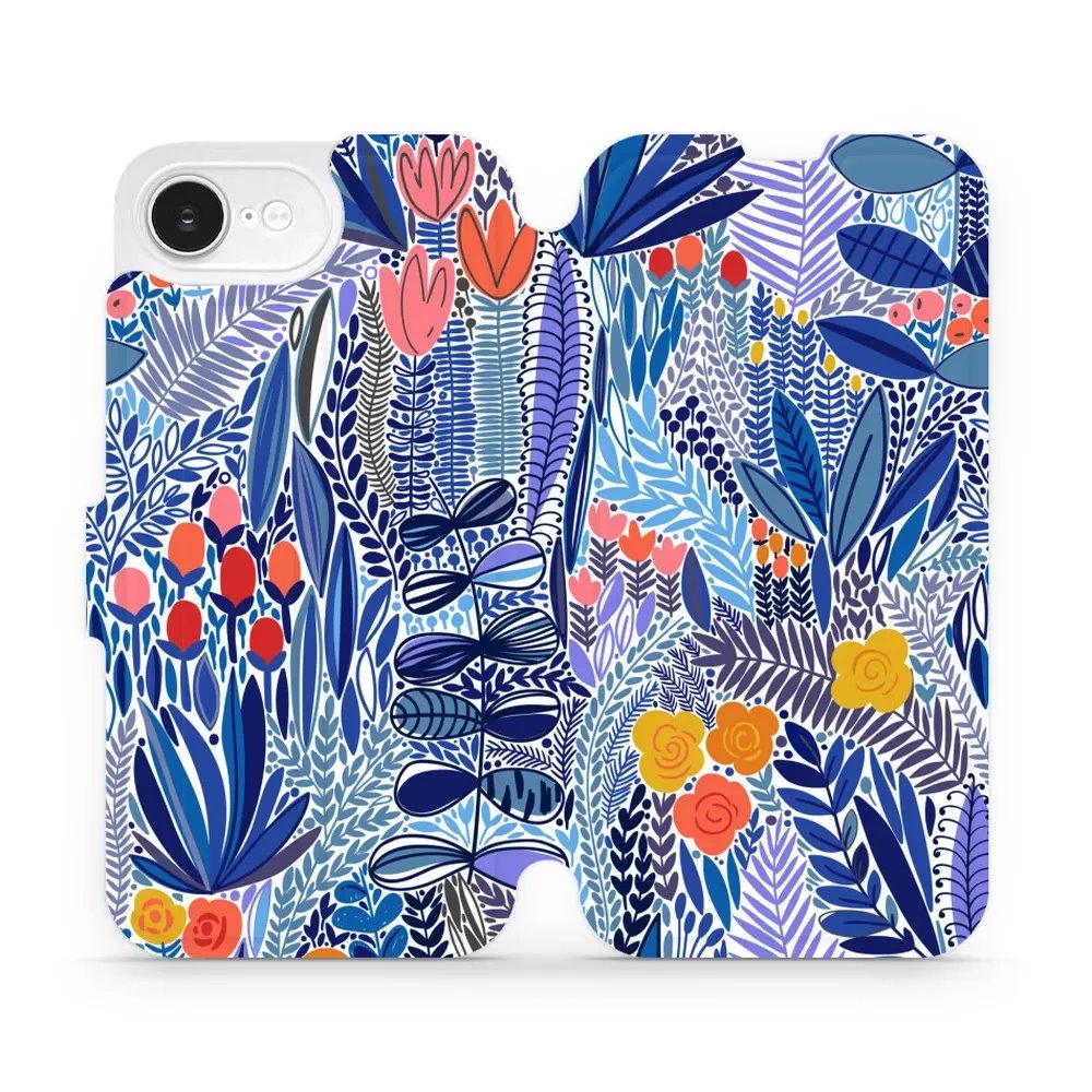 Flipové pouzdro Mobiwear - Apple iPhone 16e / iPhone 17e - MP03P Modrá květena