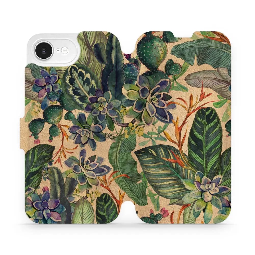 Flipové pouzdro Mobiwear - Apple iPhone 16e / iPhone 17e - VP05S Sukulenty