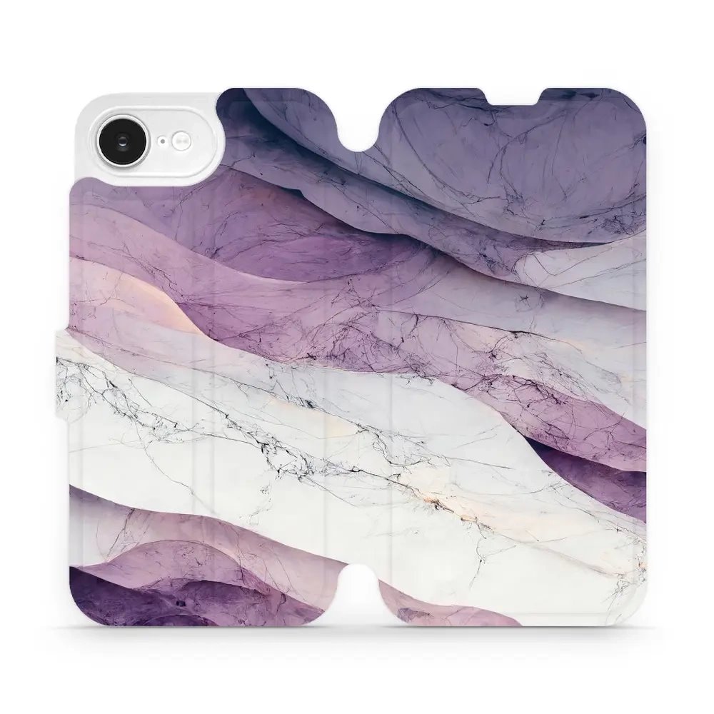 Flipové pouzdro Mobiwear - Apple iPhone 16e / iPhone 17e - VP31S Bílý a fialový mramor