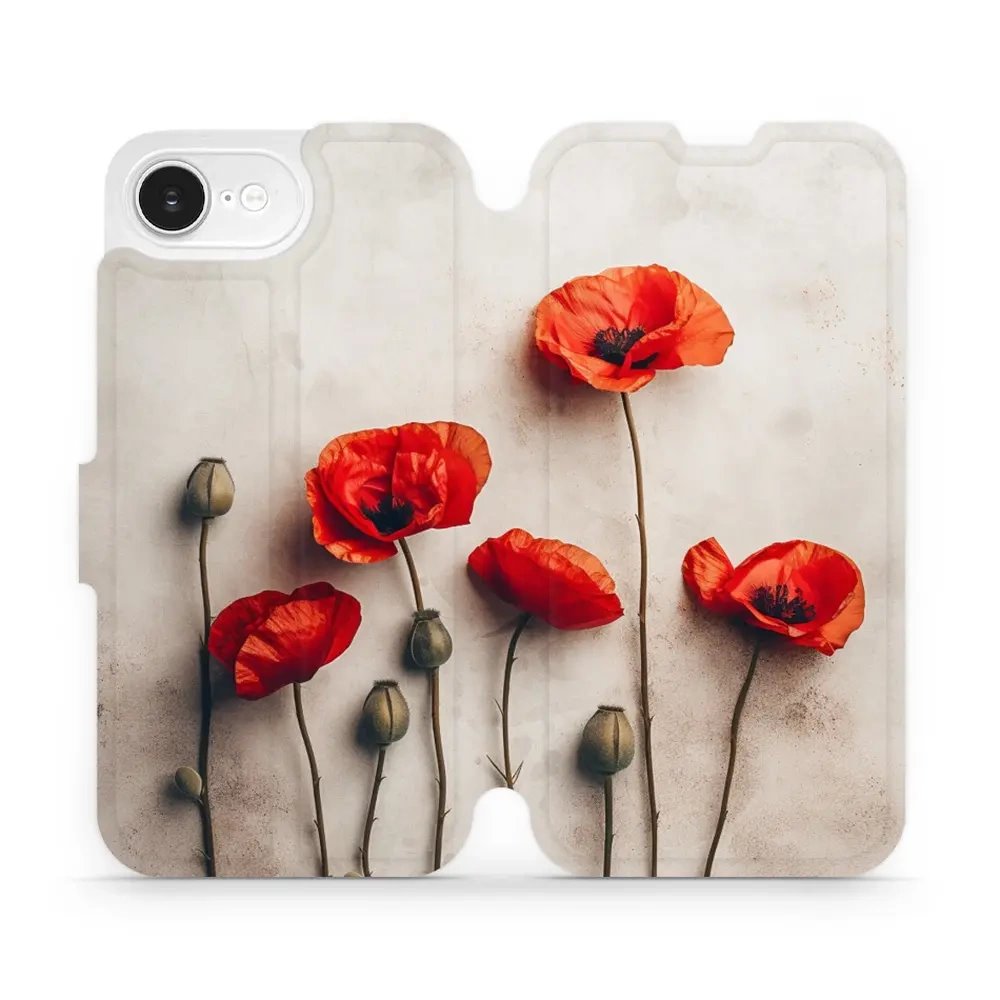 Flipové pouzdro Mobiwear - Apple iPhone 16e / iPhone 17e - VP42S Vlčí máky