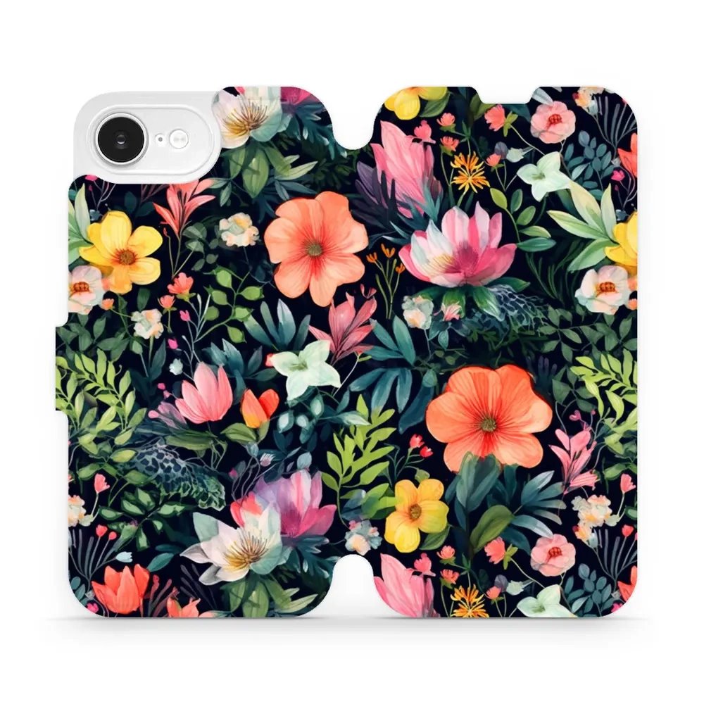 Flipové pouzdro Mobiwear - Apple iPhone 16e / iPhone 17e - VP48S Pestré kvítky