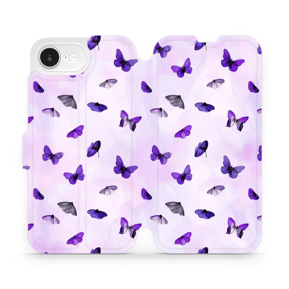 Flipové pouzdro Mobiwear - Apple iPhone 16e / iPhone 17e - VP76S Fialoví motýlci