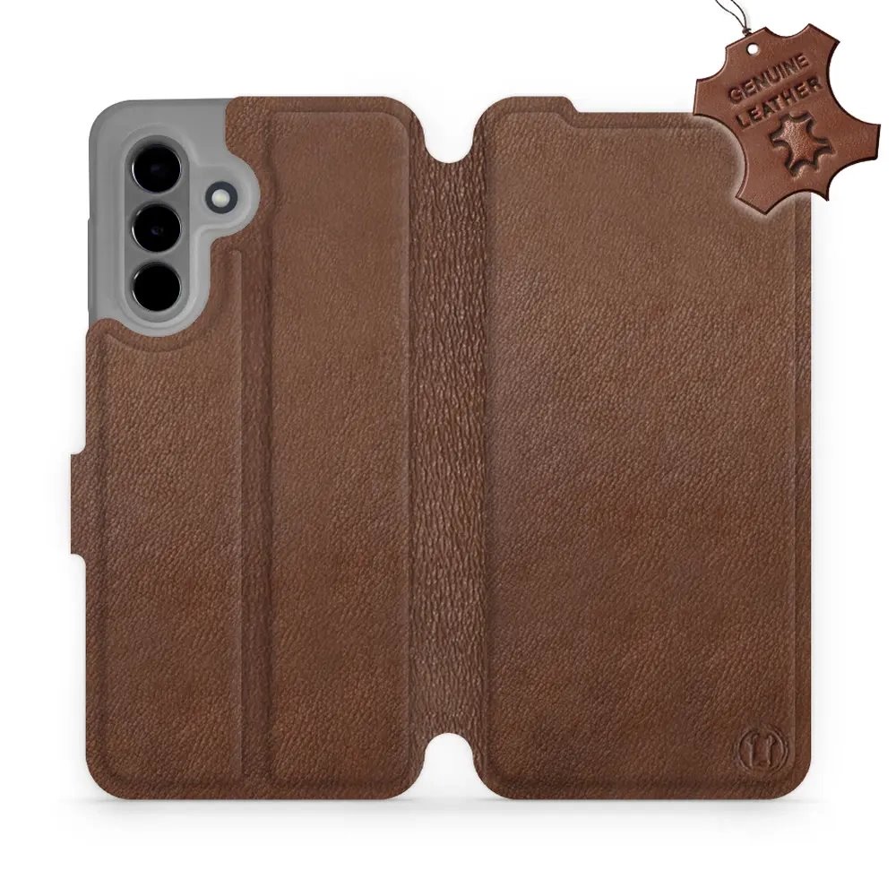 Kožené flip pouzdro Mobiwear - Samsung Galaxy A36 5G - Hnědé