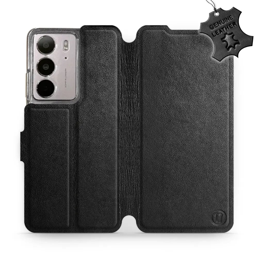 Kožené flip pouzdro Mobiwear - Realme C75 - Černé