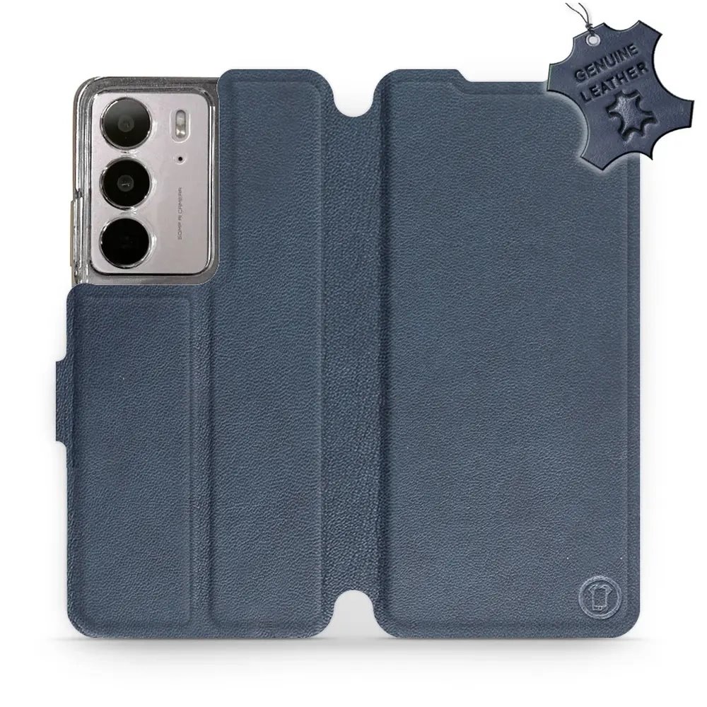 Kožené flip pouzdro Mobiwear - Realme C75 - Modré