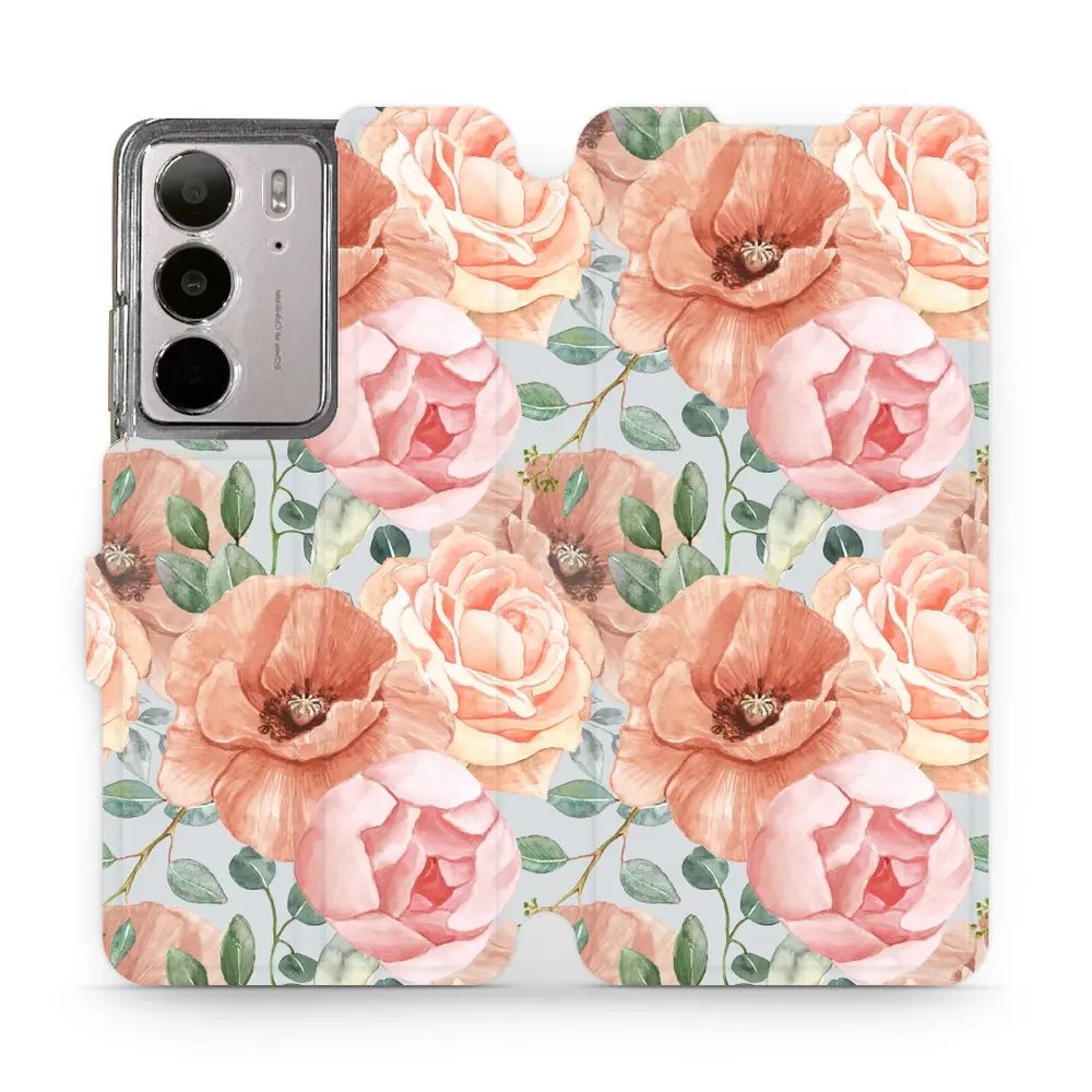 Flipové pouzdro Mobiwear - Realme C75 - MP02S Pastelové květy