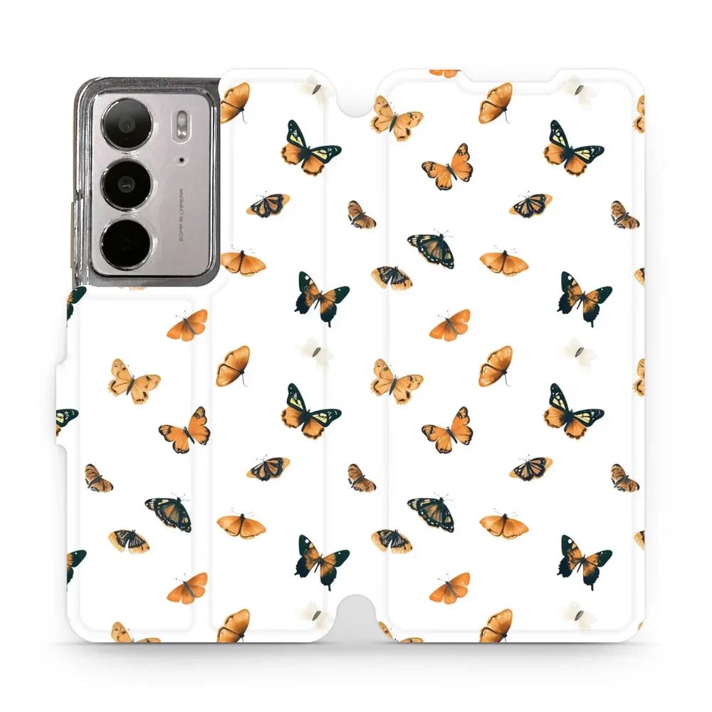 Flipové pouzdro Mobiwear - Realme C75 - VP77S Oranžoví motýlci
