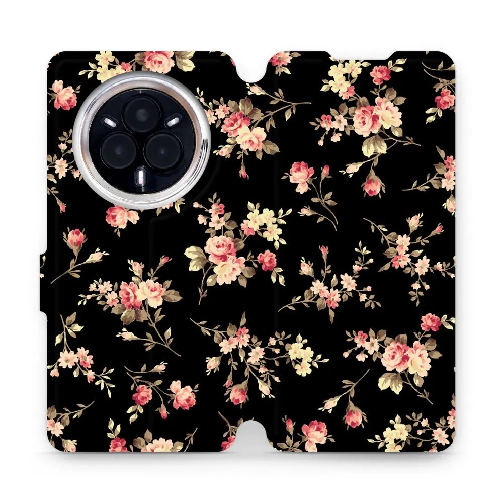 Flipové pouzdro Mobiwear - Realme 14 Pro 5G - VD02S Květy na černé