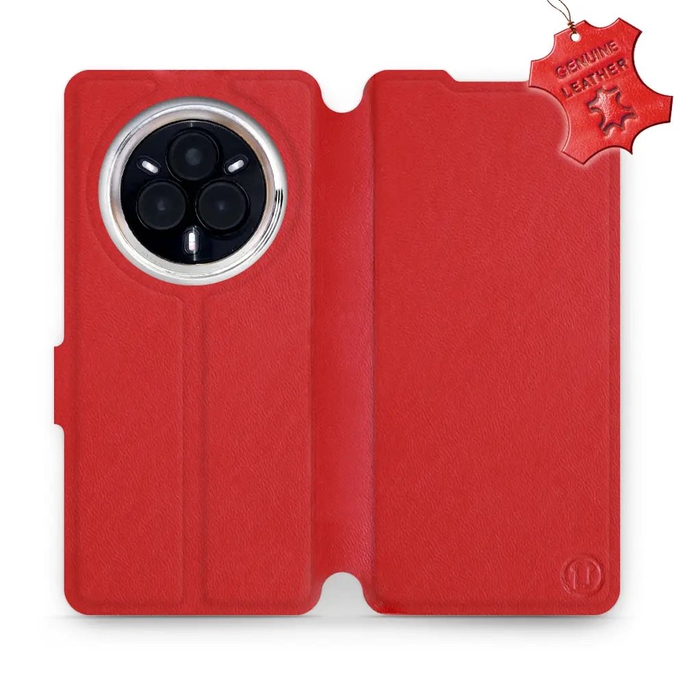 Kožené flip pouzdro Mobiwear - Realme 14 Pro 5G - Červené
