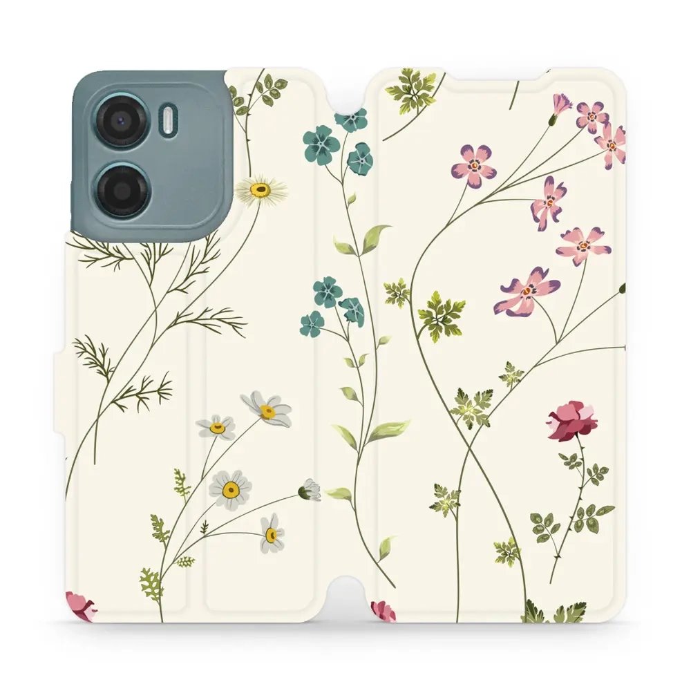 Flipové pouzdro Mobiwear - Motorola Moto G05 - MD03S Tenké rostlinky s květy