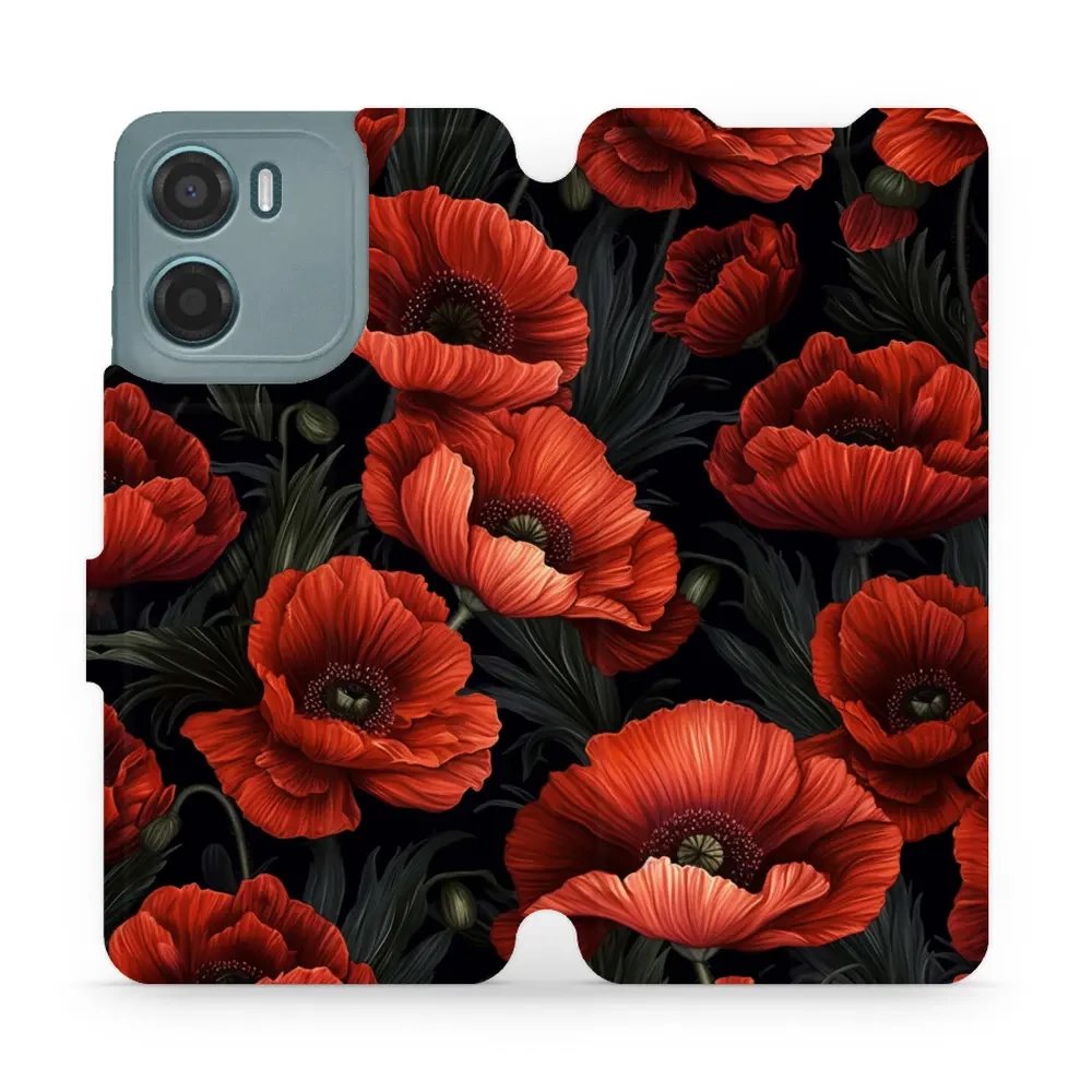 Flipové pouzdro Mobiwear - Motorola Moto G05 - VP45S Temné červené květy