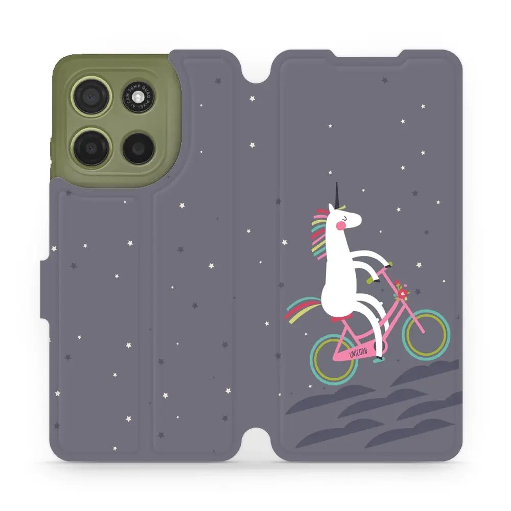 Flipové pouzdro Mobiwear - Motorola Moto G15 - V024P Jednorožec na kole