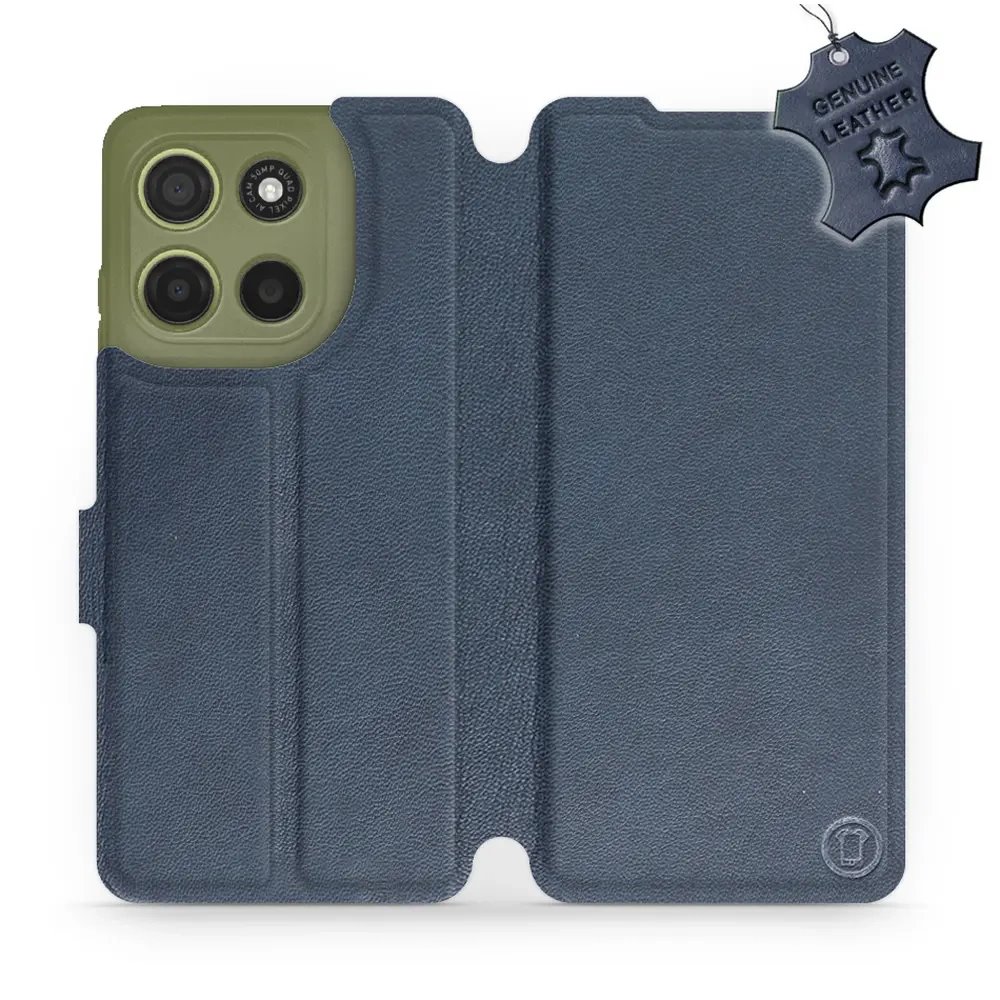 Kožené flip pouzdro Mobiwear - Motorola Moto G15 - Modré