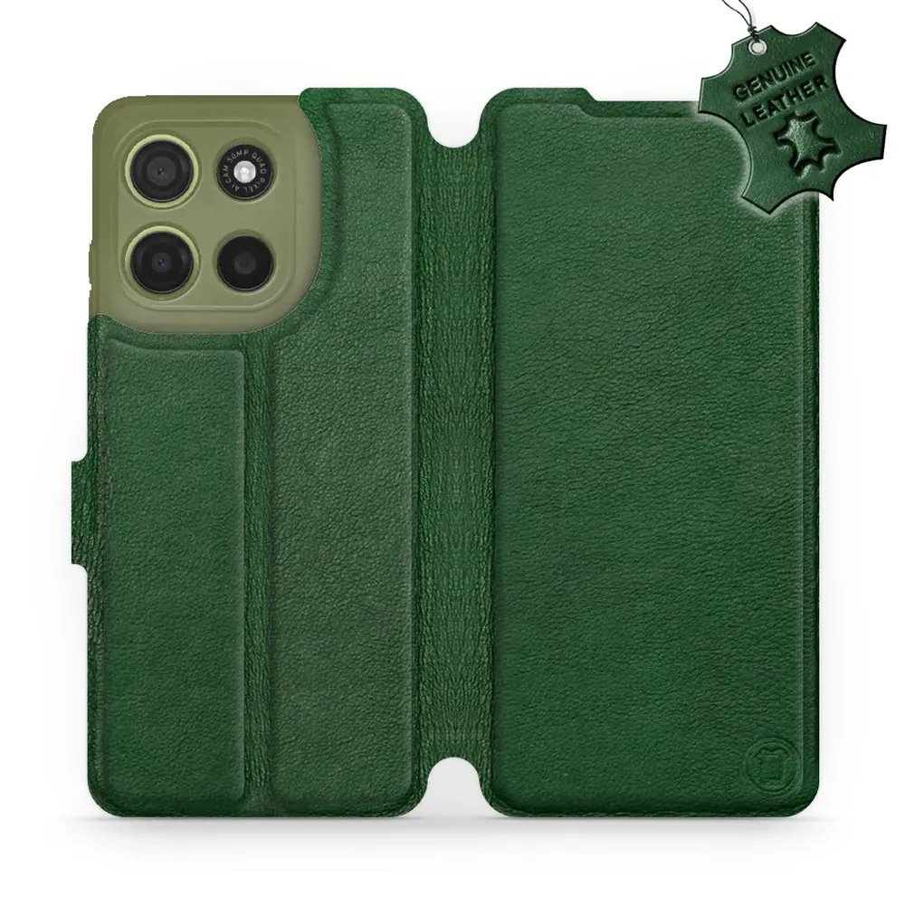 Kožené flip pouzdro Mobiwear - Motorola Moto G15 - Zelené