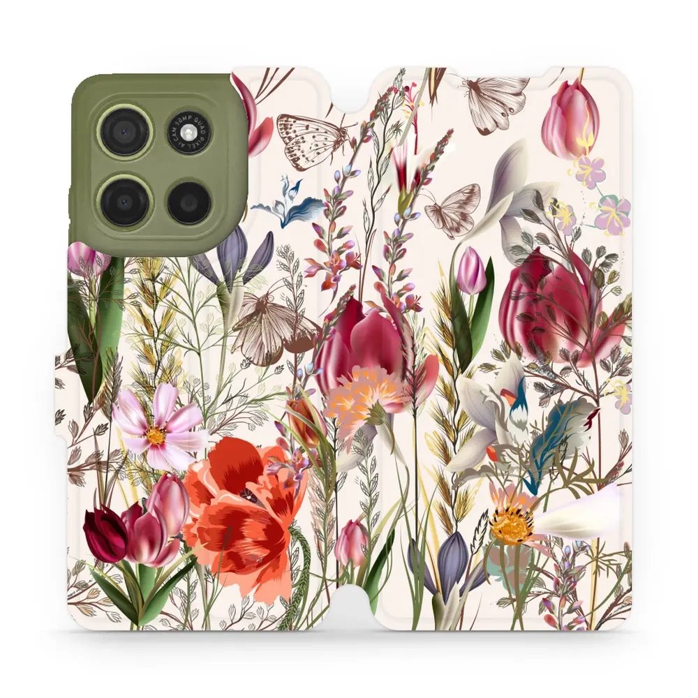 Flipové pouzdro Mobiwear - Motorola Moto G15 - MP01S Rozkvetlá louka