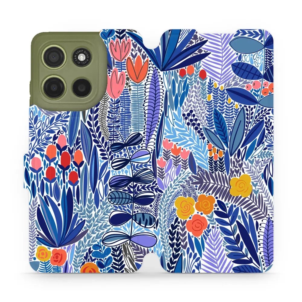 Flipové pouzdro Mobiwear - Motorola Moto G15 - MP03P Modrá květena