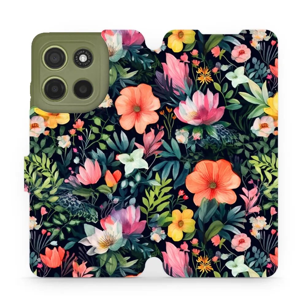 Flipové pouzdro Mobiwear - Motorola Moto G15 - VP48S Pestré kvítky
