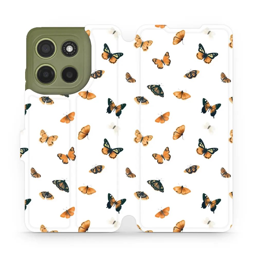 Flipové pouzdro Mobiwear - Motorola Moto G15 - VP77S Oranžoví motýlci