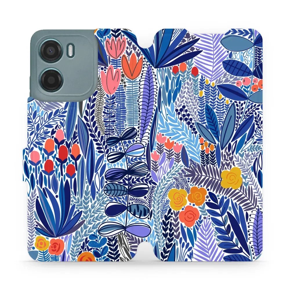 Flipové pouzdro Mobiwear - Motorola Moto E15 - MP03P Modrá květena